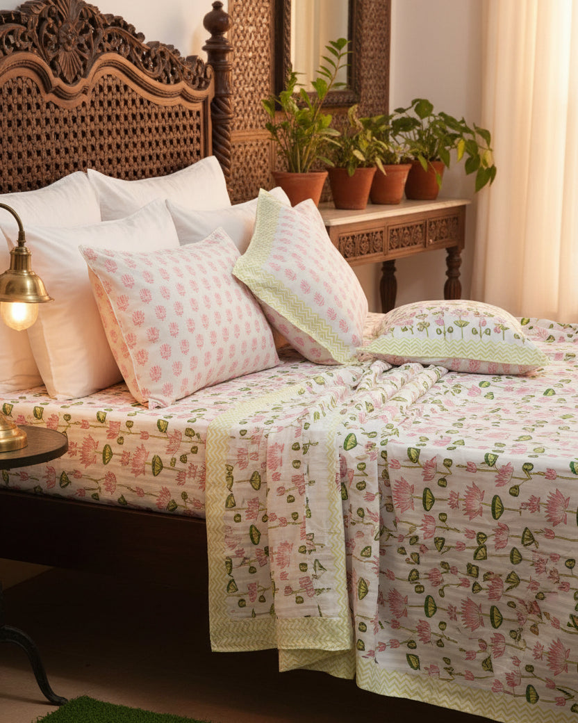 Padma -Percale Cotton Bedsheet | Hand Block