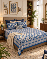 Padmaja - Everyday Cotton Bedsheet | Blue