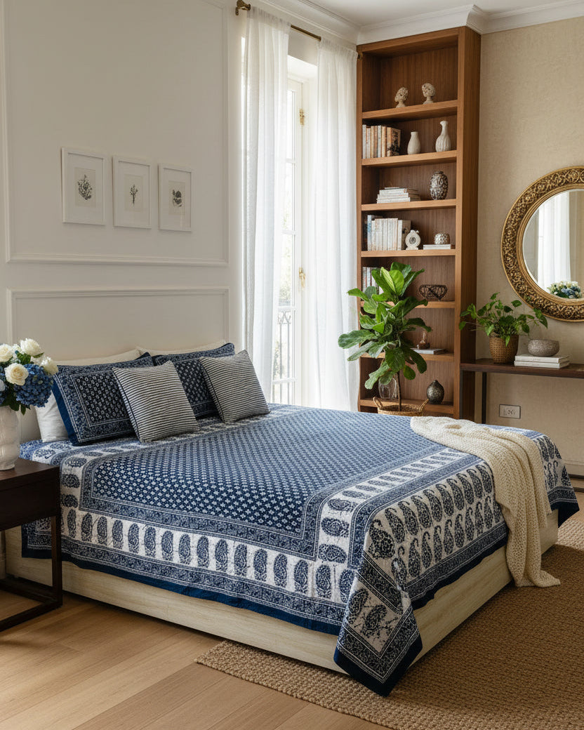 Paisley - Everyday Cotton Bedsheet | Indigo
