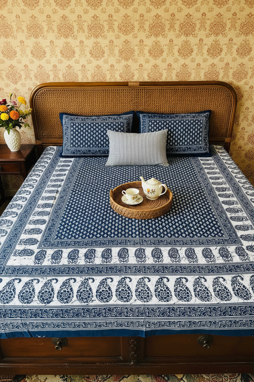 Paisley - Everyday Cotton Bedsheet | Indigo