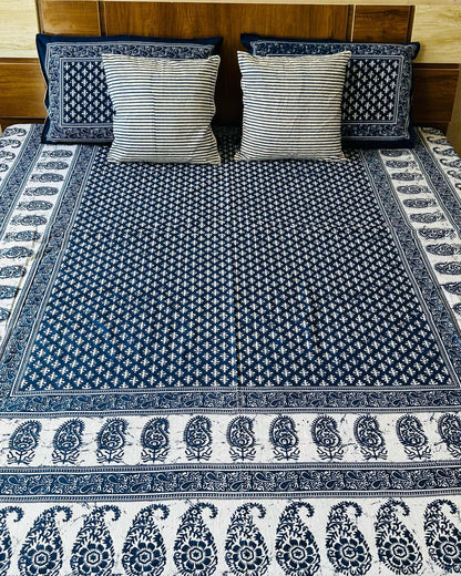 Paisley indigo Everyday Cotton bedsheet – fabric detail