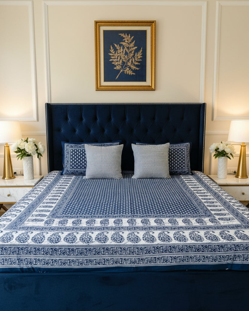Paisley - Everyday Cotton Bedsheet | Indigo