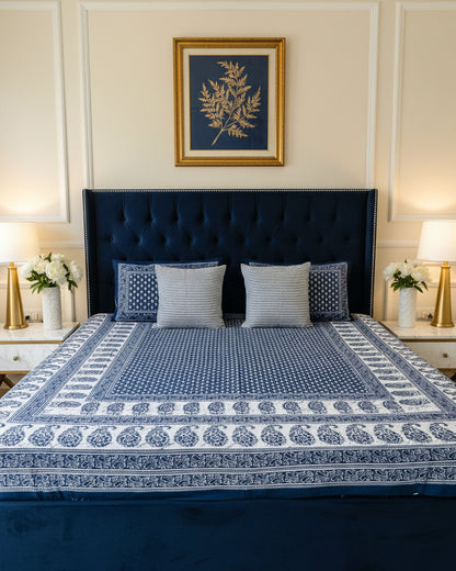 Paisley indigo Everyday Cotton bedsheet – pillow detail