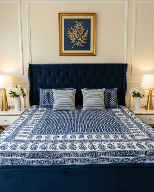 Paisley indigo Everyday Cotton bedsheet – pillow detail