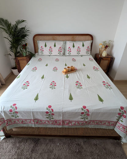 Palash hand block Soft Fine Cotton bedsheet – front view