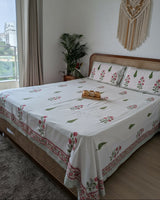 Palash hand block Soft Fine Cotton bedsheet – left-side view