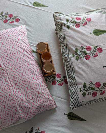 Palash hand block Soft Fine Cotton bedsheet – pillow cover detail