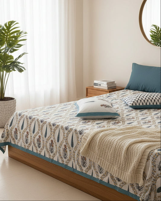 Pallavi - Everyday Cotton Bedsheet | Blue