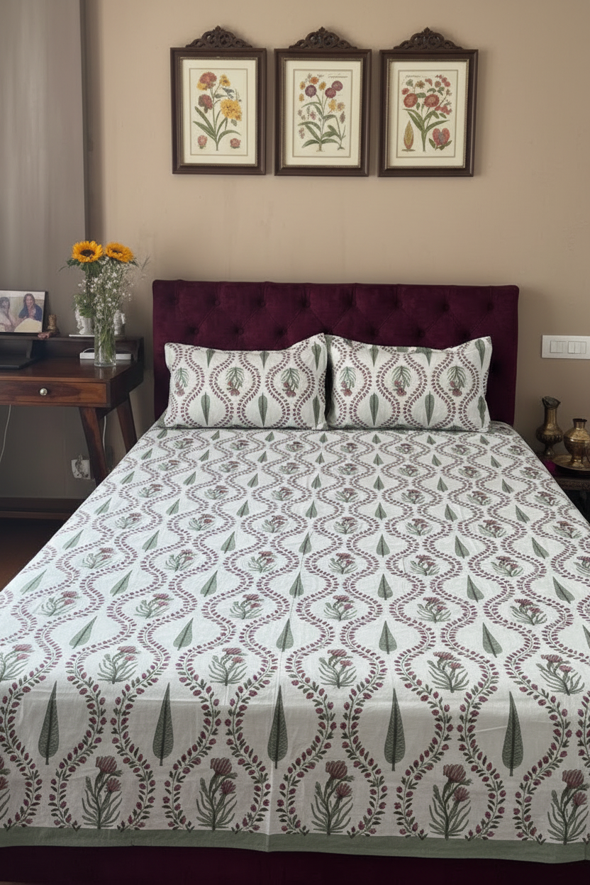Pallavi - Everyday Cotton Bedsheet | Green