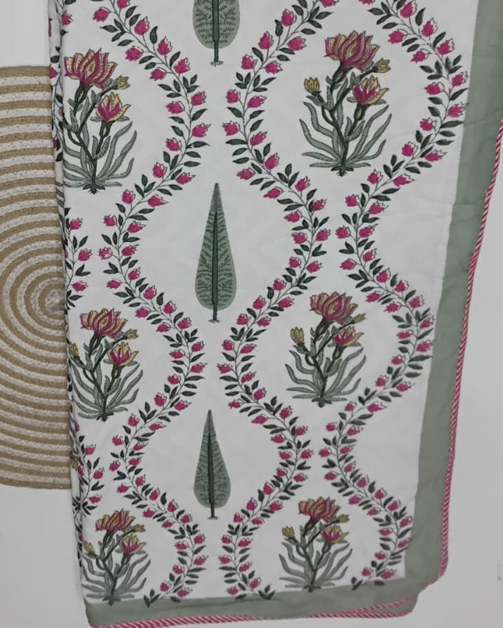 Pallavi - Reversible Cotton Mulmul Dohar | Green