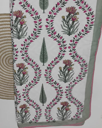 Pallavi - Reversible Cotton Mulmul Dohar | Green