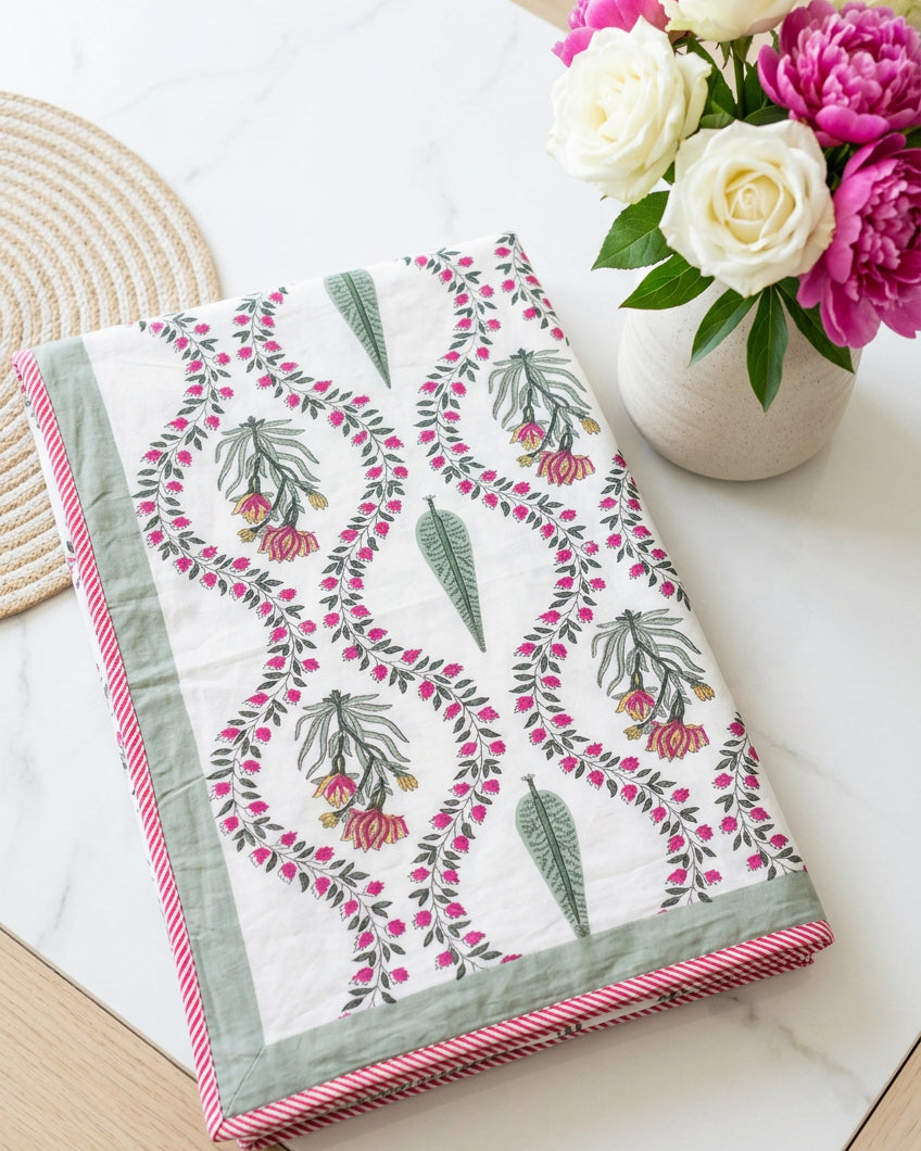 Pallavi - Reversible Cotton Mulmul Dohar | Green