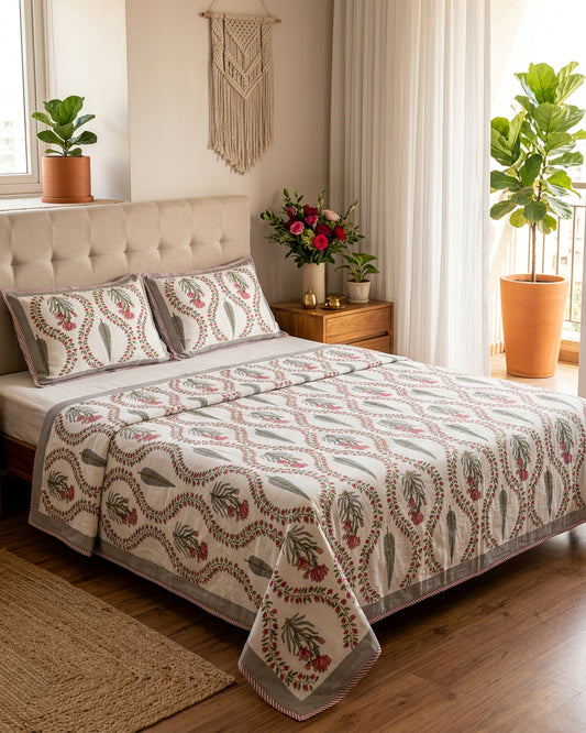 Pallavi - Reversible Cotton Mulmul Dohar | Grey