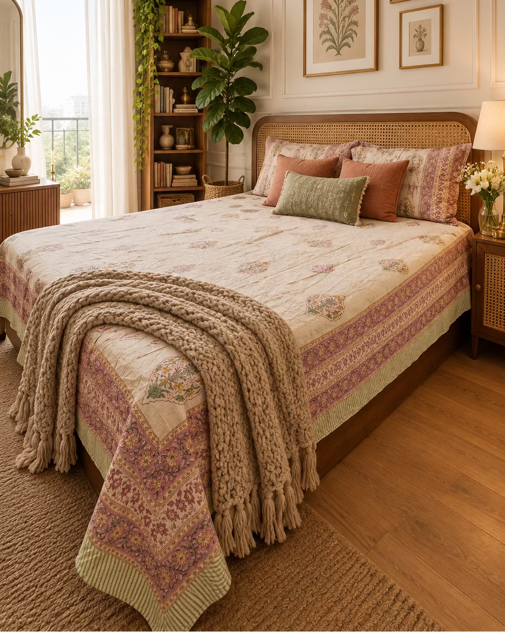 Pankhuri - Percale Cotton Bedsheet | Hand Block