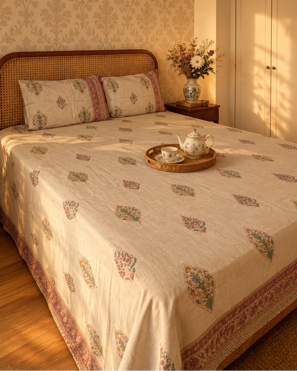 Pankhuri - Percale Cotton Bedsheet | Hand Block