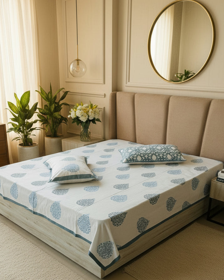 Patralekha - Everyday Cotton Bedsheet | Blue