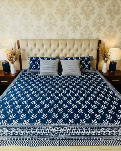 Patralika indigo Bagru Everyday Cotton bedsheet – front view