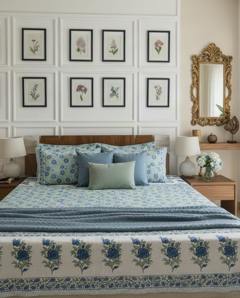 Phulwari - Everyday Cotton Bedsheet | Blue