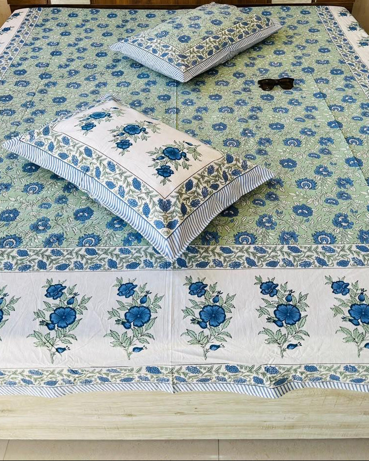 Phulwari - Everyday Cotton Bedsheet | Blue