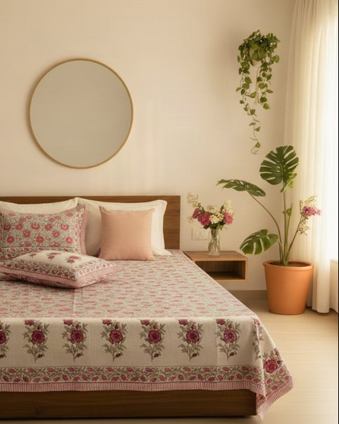 Phulwari - Everyday Cotton Bedsheet | Pink