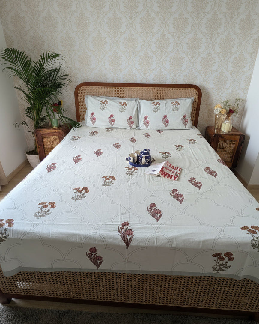 Pushpanjali - Everyday Cotton Bedsheet | Grey