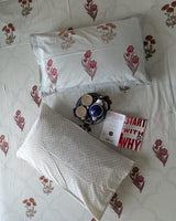Pushpanjali grey floral pure cotton bedsheet – pillow cover detail