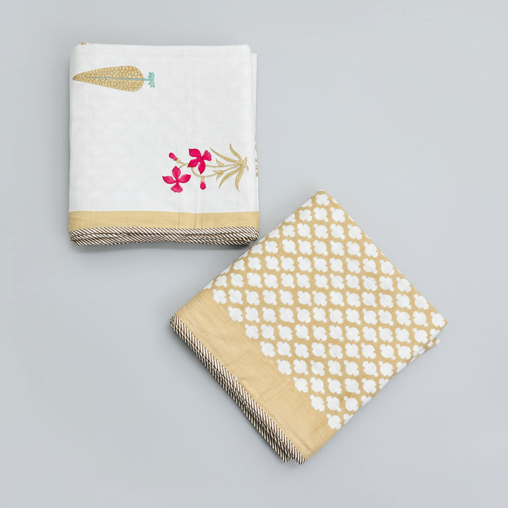 Pushpita - Reversible Cotton Mulmul Dohar | Brown