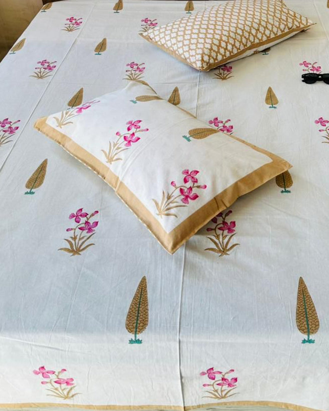 Pushpita  Dohar Bedsheet Bedding Set | Brown