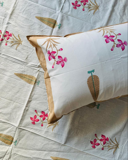 Pushpita brown floral pure cotton bedsheet – product detail
