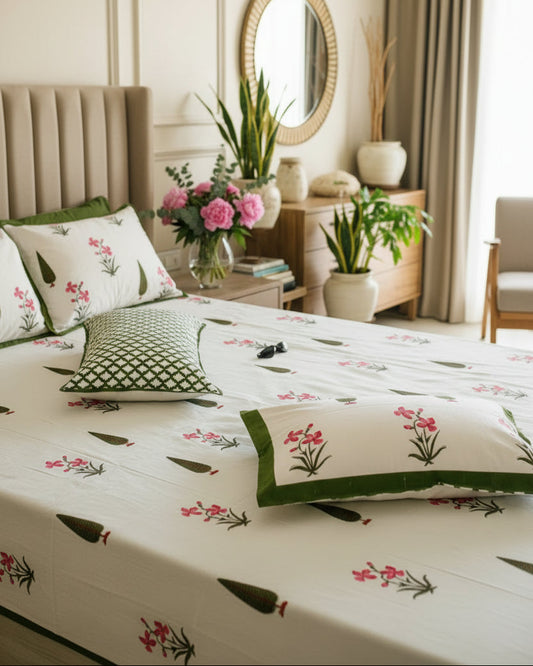 Pushpita - Everyday Cotton Bedsheet | Green