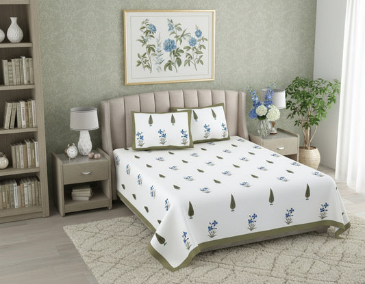 Bedspread with floral pattern on a bed in a bedroom setting
