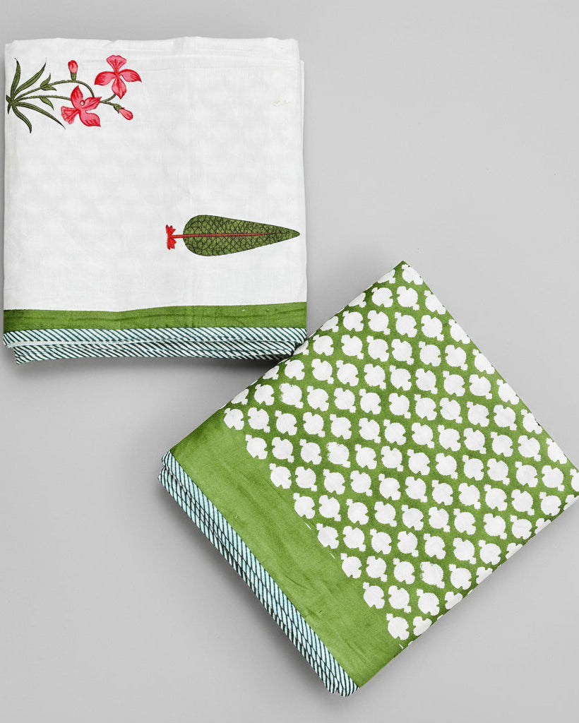 Pushpita green reversible mulmul cotton dohar – product view