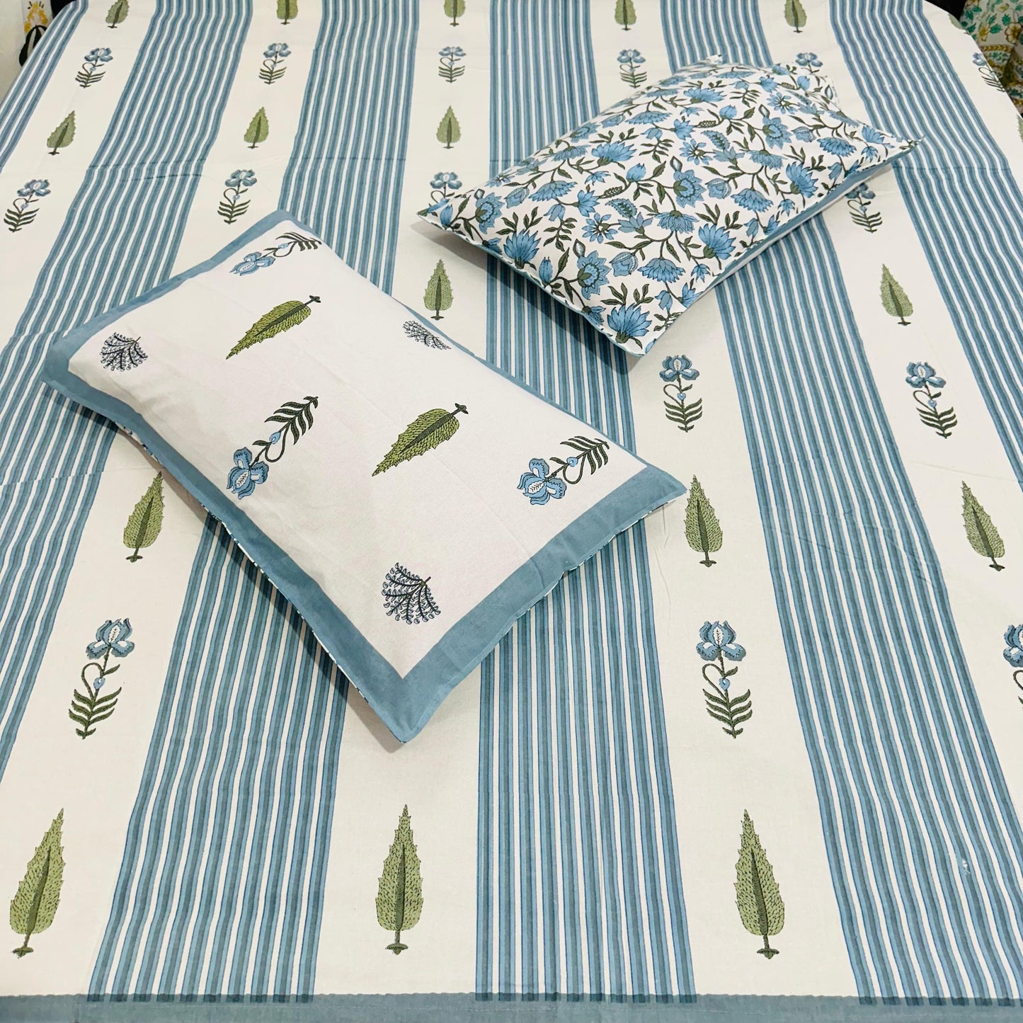 Rekha - The Stripe Bedsheet | Everyday Cotton | Blue
