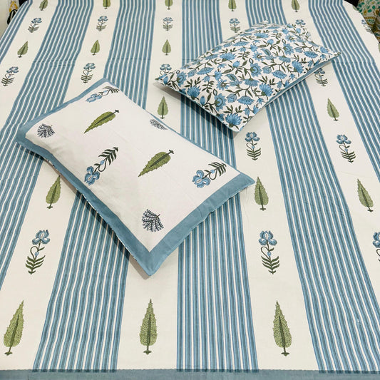 Rekha - The Stripe Bedsheet | Everyday Cotton | Blue