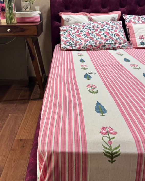 Rekha - Everyday Cotton Bedsheet | Pink