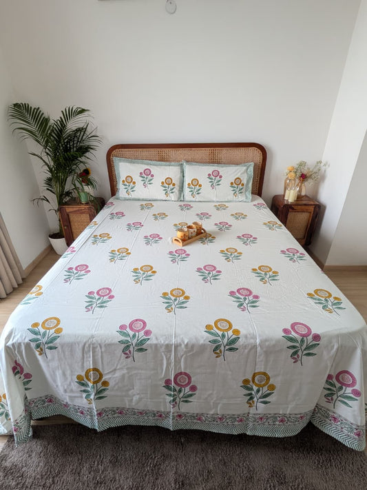 Saanjh - The Evening Bedsheet | Hand Block | Everyday Cotton