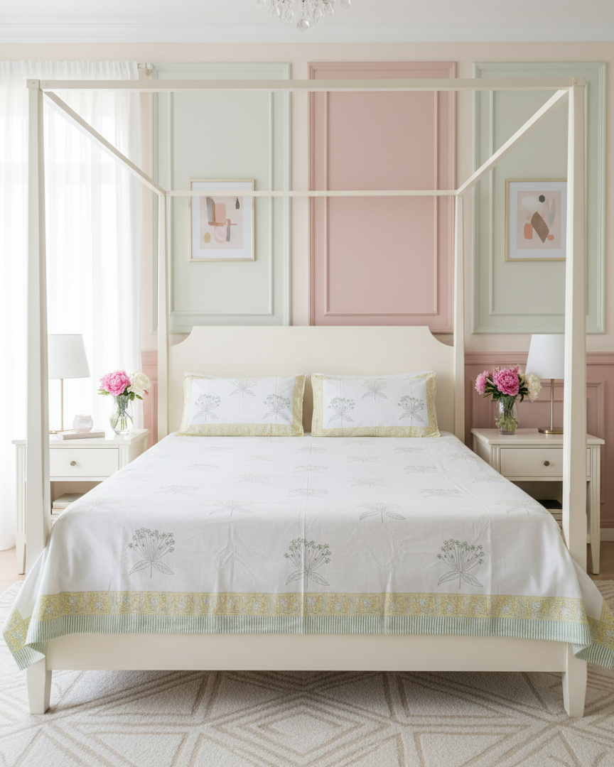 Sabaa - Soft Fine Cotton Bedsheet | Hand Block