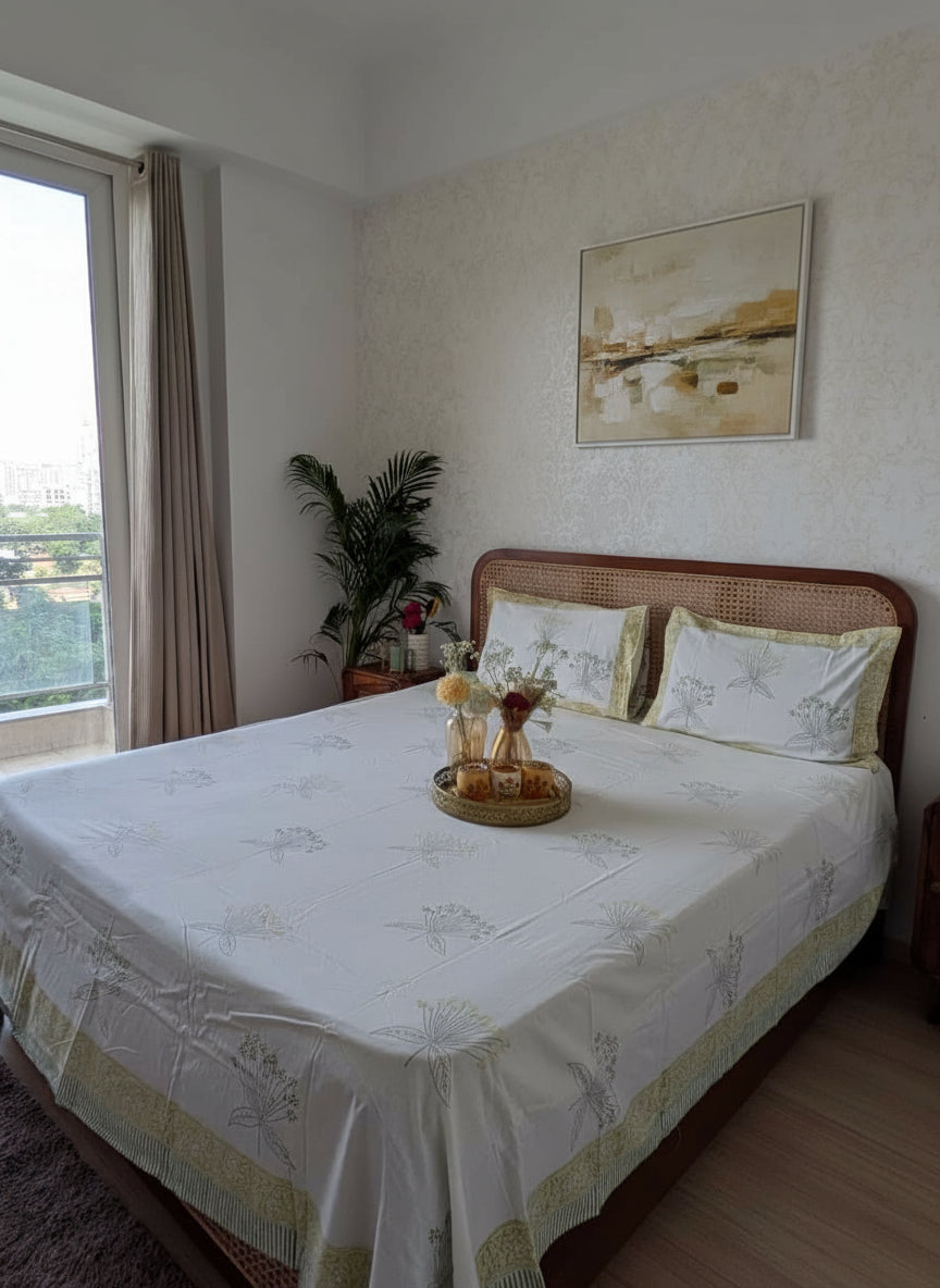 Sabaa - The Breezy Bedsheet | Hand Block |Soft Fine Cotton