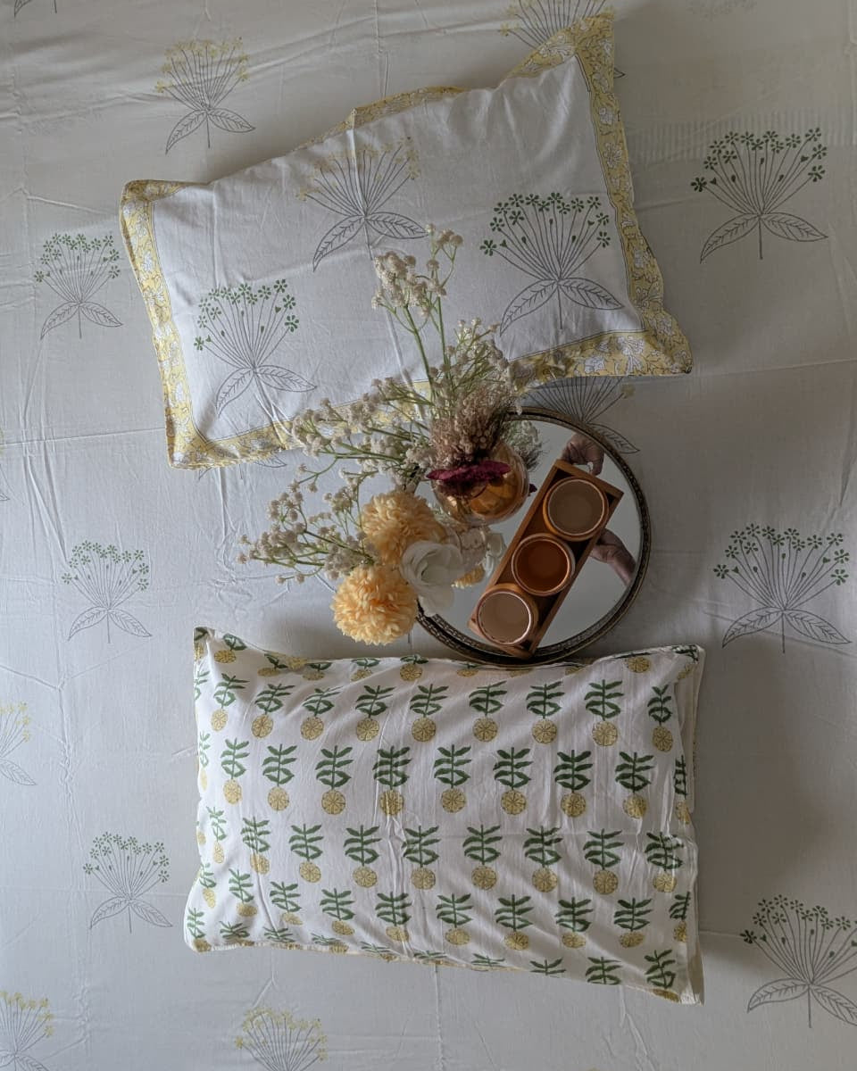 Sabaa - Soft Fine Cotton Bedsheet | Hand Block