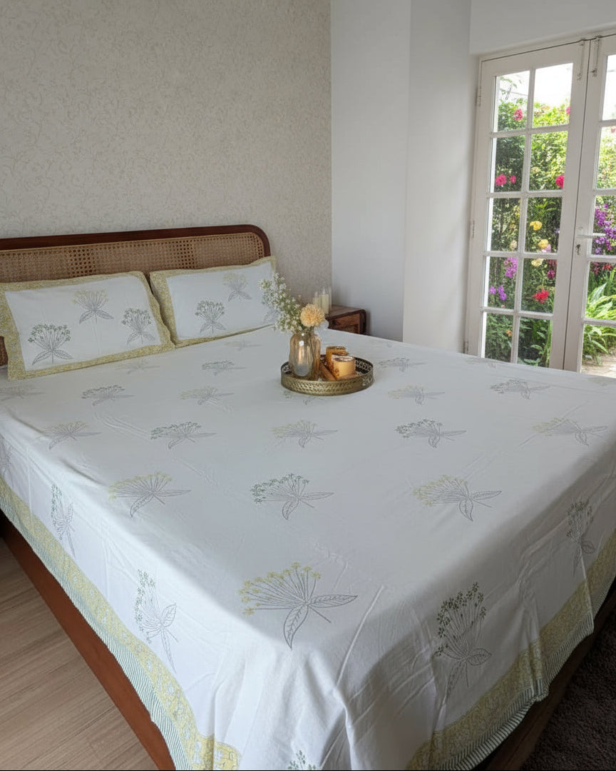 Sabaa - Soft Fine Cotton Bedsheet | Hand Block