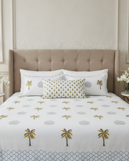 Sagarika blue floral pure cotton bedsheet – pillow cover detail