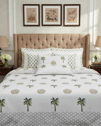 Sagarika grey leaf pure cotton bedsheet – front view