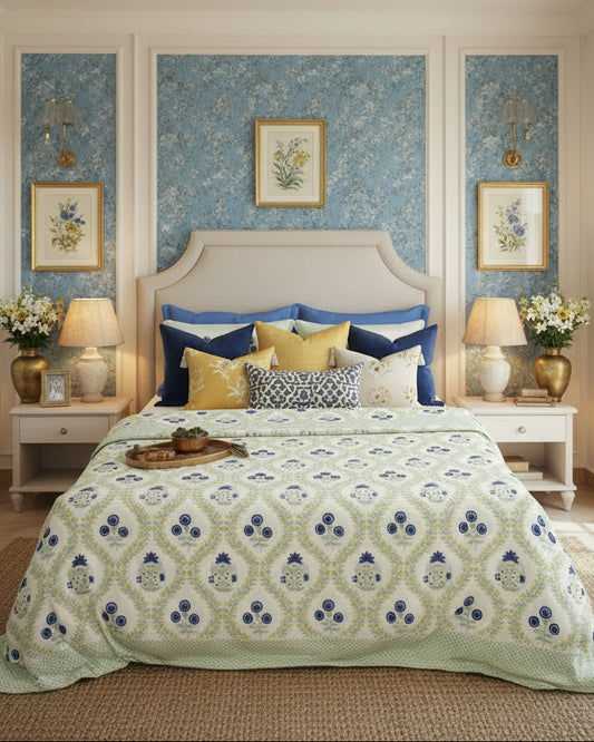 Savera - Percale Cotton Bedsheet | Blue