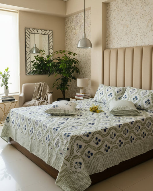 Savera - Percale Cotton Bedsheet | Blue