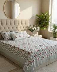 Savera- Percale Cotton Bedsheet | Green