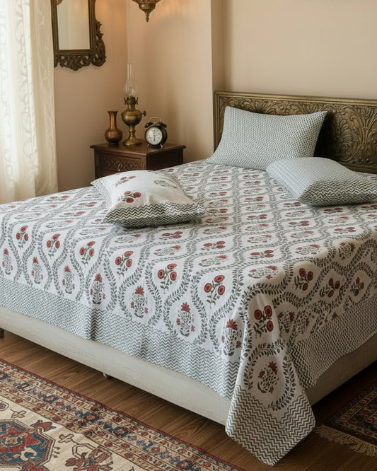 Savera- Percale Cotton Bedsheet | Green