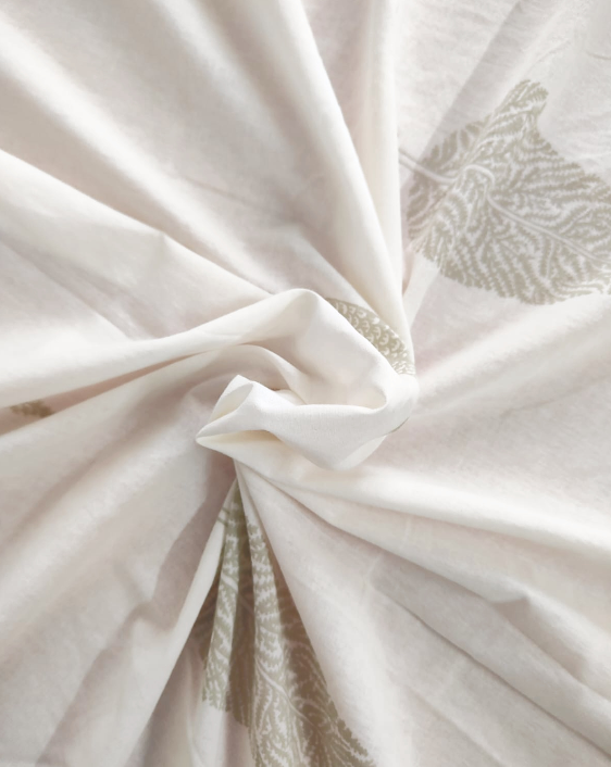 Parnika - Soft Fine Cotton Bedsheet | Olive/ Grey