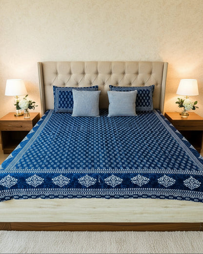 Shyama indigo Everyday Cotton bedsheet – front view