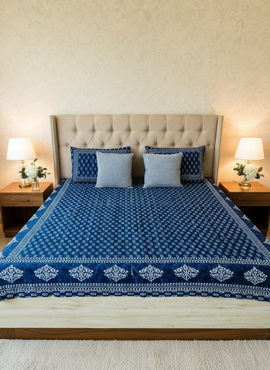 Shyama - The Dark Bedsheet | Everyday Cotton | Indigo