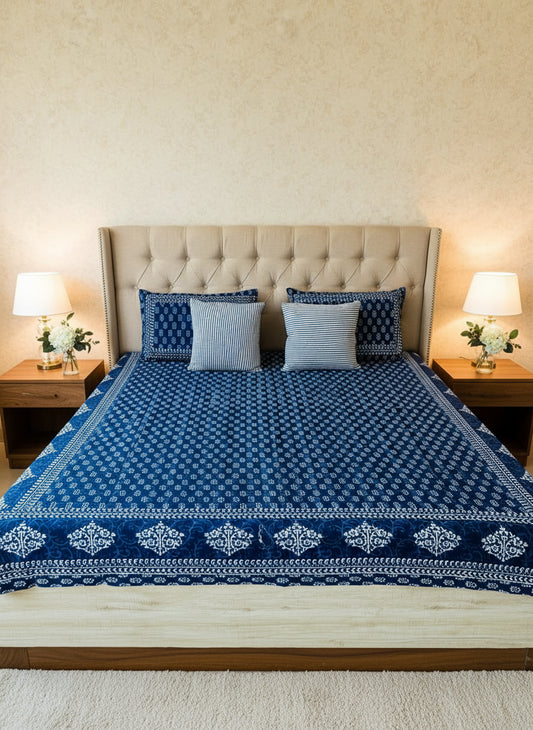 Shyama - The Dark Bedsheet | Everyday Cotton | Indigo